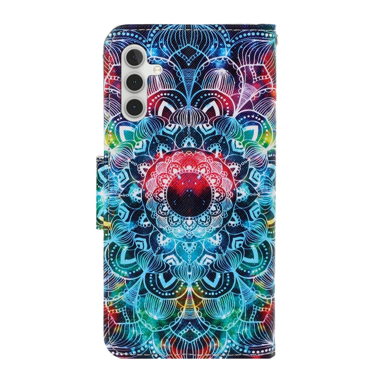 For Samsung Galaxy S25+ 5G Colored Drawing Pattern Leather Phone Case(Mandala)