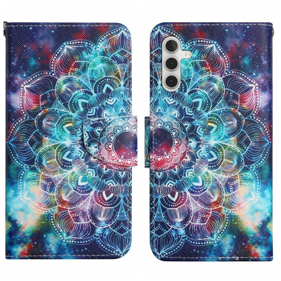 For Samsung Galaxy S25+ 5G Colored Drawing Pattern Leather Phone Case(Star Mandala)