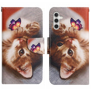 For Samsung Galaxy S25+ 5G Colored Drawing Pattern Leather Phone Case(Butterfly Cat)