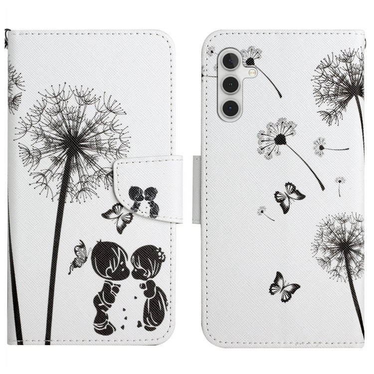 For Samsung Galaxy S25+ 5G Colored Drawing Pattern Leather Phone Case(Dandelion)