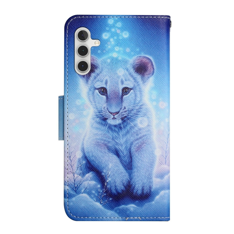For Samsung Galaxy S25+ 5G Colored Drawing Pattern Leather Phone Case(Little Leopard)