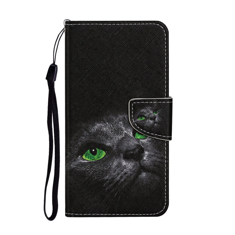 For Samsung Galaxy S25 Ultra 5G Colored Drawing Pattern Leather Phone Case(Black Cat)