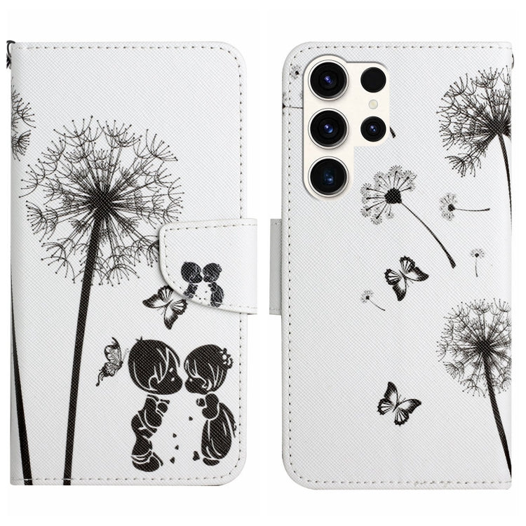 For Samsung Galaxy S25 Ultra 5G Colored Drawing Pattern Leather Phone Case(Dandelion)