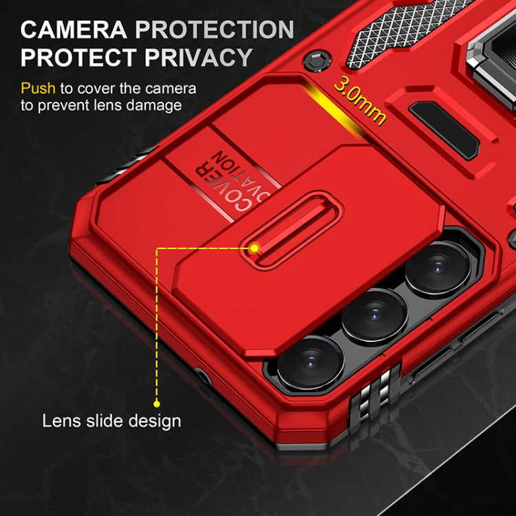 For Samsung Galaxy S25+ 5G Armor PC Hybrid TPU Camera Shield Phone Case(Red)
