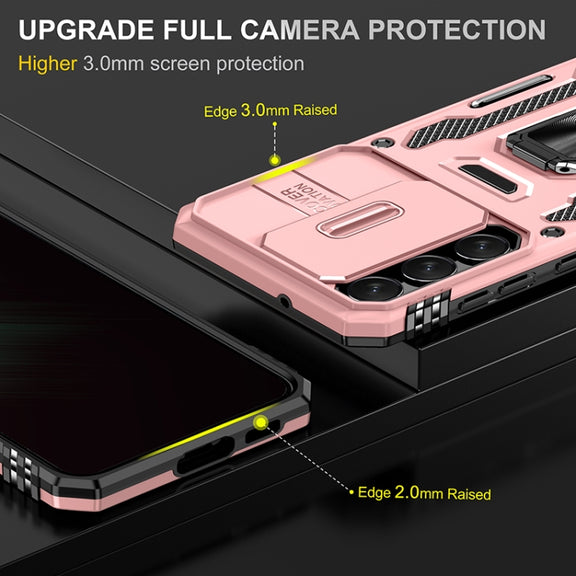 For Samsung Galaxy S25+ 5G Armor PC Hybrid TPU Camera Shield Phone Case(Rose Gold)