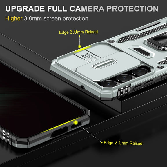 For Samsung Galaxy S25+ 5G Armor PC Hybrid TPU Camera Shield Phone Case(Grey)