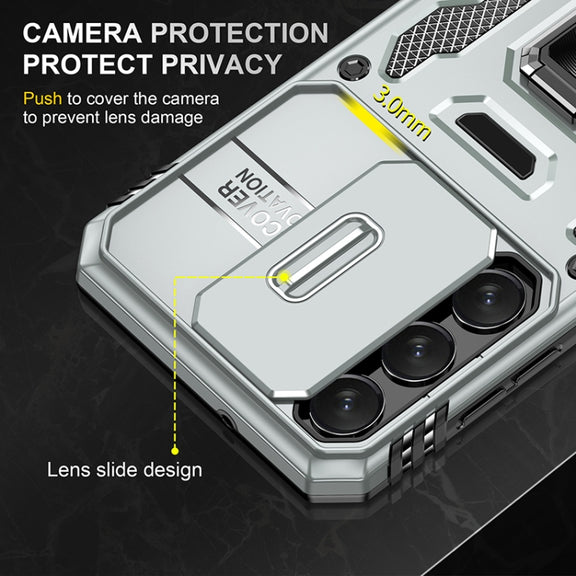 For Samsung Galaxy S25+ 5G Armor PC Hybrid TPU Camera Shield Phone Case(Grey)