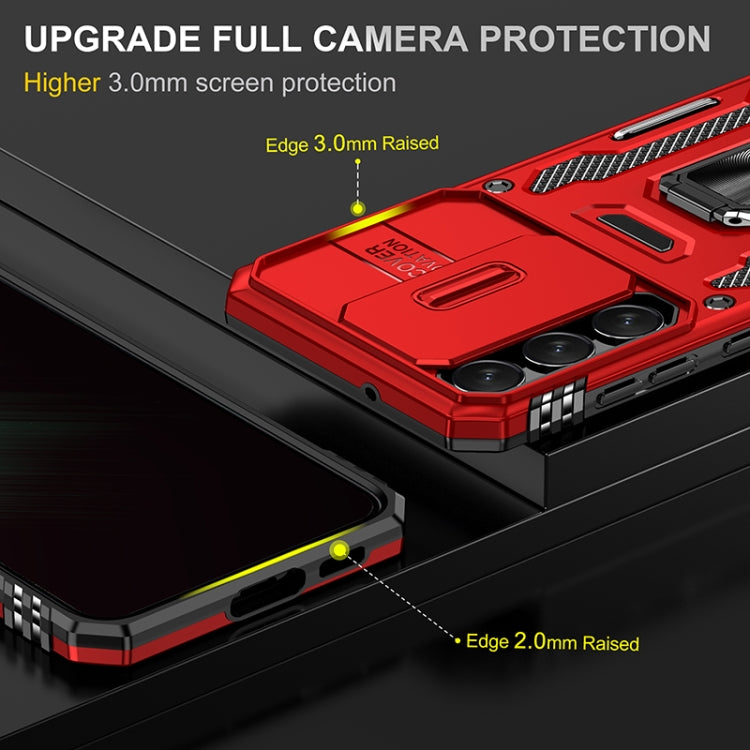 For Samsung Galaxy S25 5G Armor PC Hybrid TPU Camera Shield Phone Case(Red)