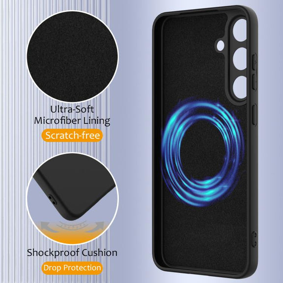 For Samsung Galaxy S25 5G Shockproof Silicone Magsafe Phone Case(Black)
