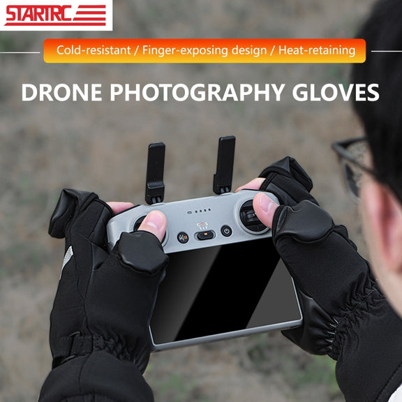 STARTRC Universal Drone Remote Control Photography Gloves Winter Warm Gloves, Size:XL(Black)