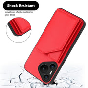 For Huawei Pura 70 Skin Feel Four Card Slots Phone Case with Wrist Strap(Red)