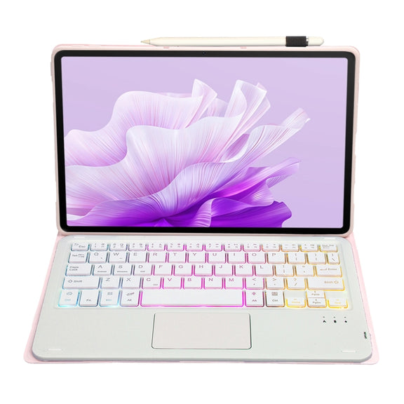 For Honor Pad X9 / X8 Pro 11.5 AH15-AS Ultra-thin Detachable Backlight Bluetooth Keyboard Leather Tablet Case with Touchpad(Pink White)