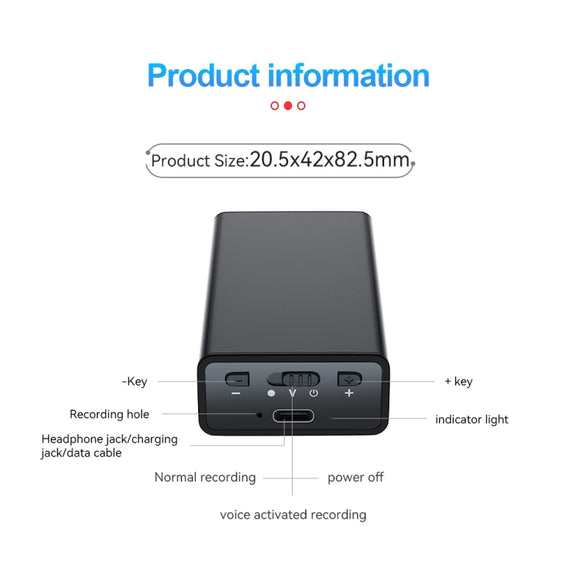 Q65 Long-lasting Magnetic Intelligent Voice Recording Pen, Memory:64GB(Black)