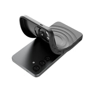 For Samsung Galaxy S25 5G Lens Frame Bracket Corrugated MagSafe Phone Case(Grey)