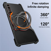 For Sony Xperia 1 V Mechanical Arm Borderless MagSafe Holder Metal Phone Case(Black Red)