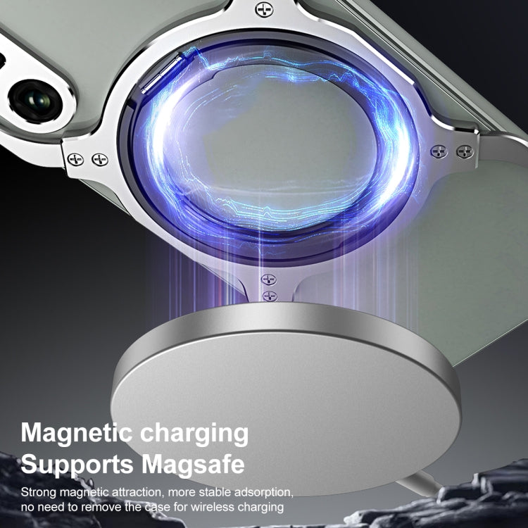 For Sony Xperia 1 V Mechanical Arm Borderless MagSafe Holder Metal Phone Case(Black Silver)