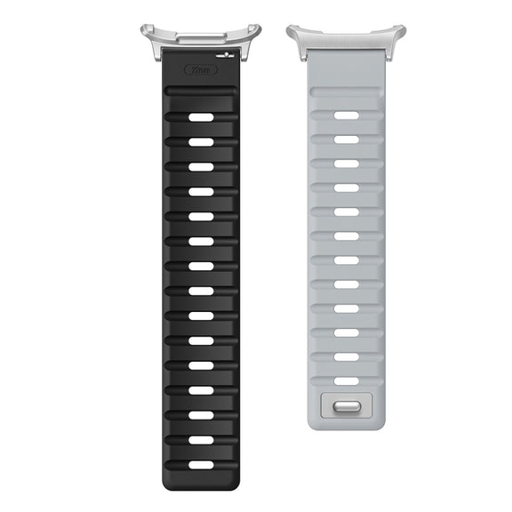 For Samsung Galaxy Watch Ultra 47mm Magnetic Silicone Watch Band(Light Grey Black+Silver)