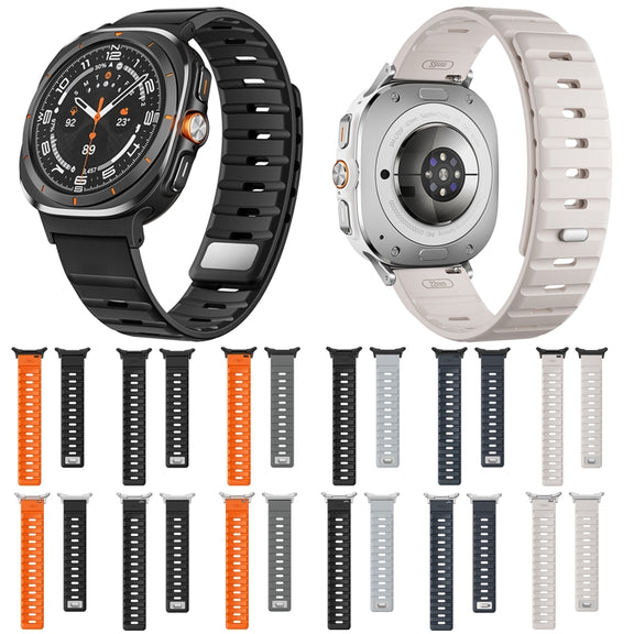 For Samsung Galaxy Watch Ultra 47mm / Ultra 2025 Magnetic Silicone Watch Band(Starlight+Silver)