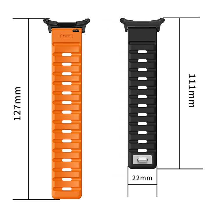For Samsung Galaxy Watch Ultra 47mm Magnetic Silicone Watch Band(Grey Orange+Silver)