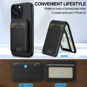 For iPhone 16 Pro Max LC.IMEEKE L3 Series Detachable RFID Card Bag Magsafe Phone Case(Black)