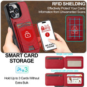 For iPhone 16 Pro Max LC.IMEEKE L3 Series Detachable RFID Card Bag Magsafe Phone Case(Red)