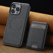 For iPhone 16 Pro LC.IMEEKE L3 Series Detachable RFID Card Bag Magsafe Phone Case(Black)