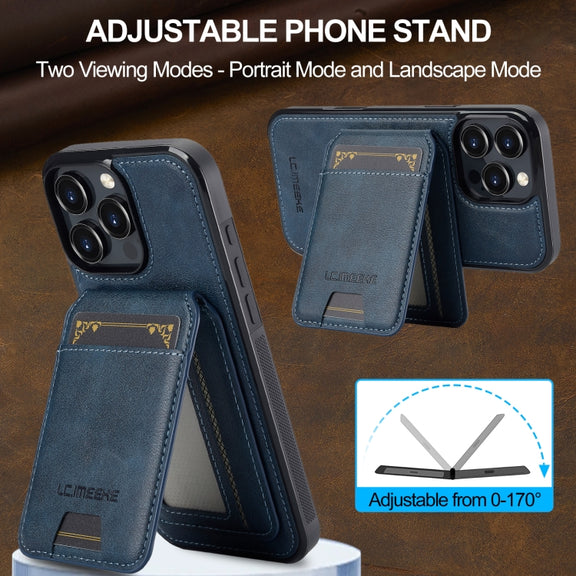 For iPhone 16 Pro LC.IMEEKE L3 Series Detachable RFID Card Bag Magsafe Phone Case(Blue)