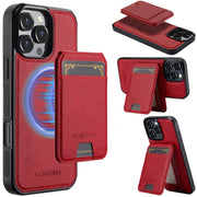 For iPhone 16 Pro LC.IMEEKE L3 Series Detachable RFID Card Bag Magsafe Phone Case(Red)