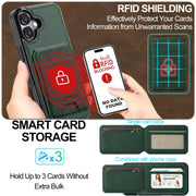 For iPhone 16 LC.IMEEKE L3 Series Detachable RFID Card Bag Magsafe Phone Case(Green)