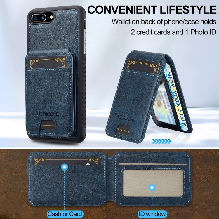 For iPhone 16e LC.IMEEKE L3 Series Detachable RFID Card Bag Magsafe Phone Case(Blue)