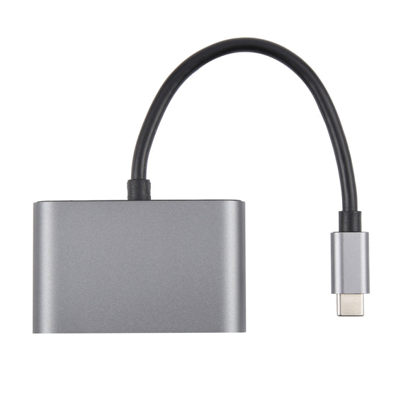 4 in 1 USB-C / Type-C 3.1 to RJ45, PD and USB x 2 Ethernet Adapter Cable(Grey)