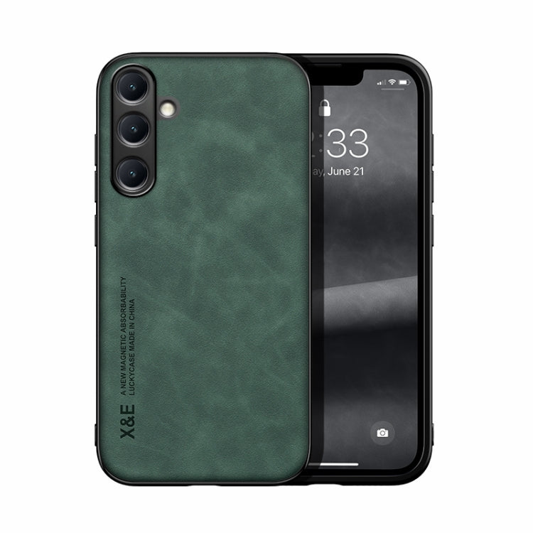 For Samsung Galaxy S25+ 5G Skin Feel Magnetic Leather Back Phone Case(Green)
