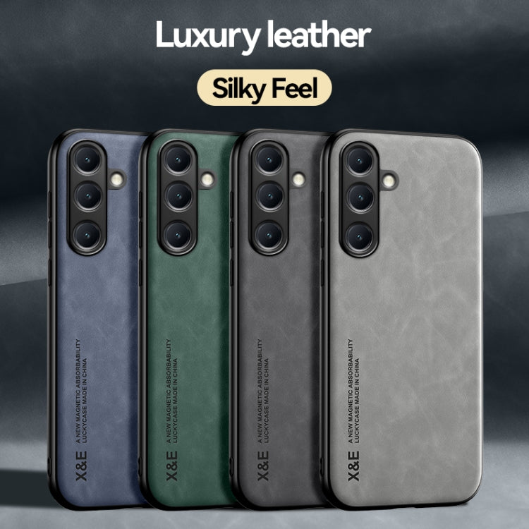 For Samsung Galaxy S25+ 5G Skin Feel Magnetic Leather Back Phone Case(Green)