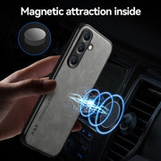 For Samsung Galaxy S25+ 5G Skin Feel Magnetic Leather Back Phone Case(Blue)