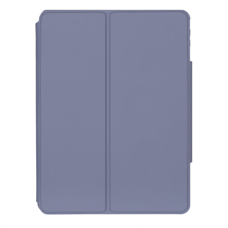 For iPad Pro 11 2024 YL13-A 360 Rotation Acrylic Transparent Round Keycap Bluetooth Keyboard Leather Case With Touch Control(Purple)