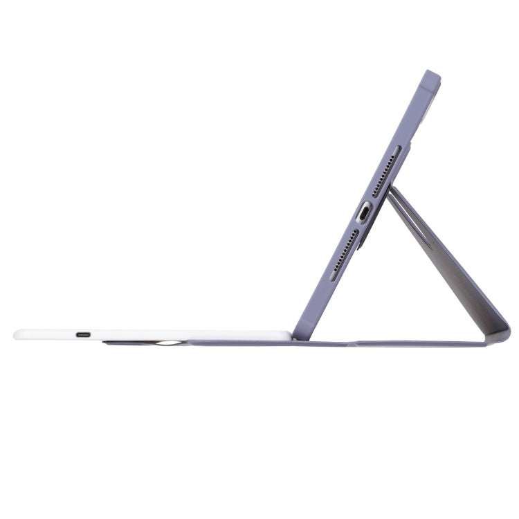 For iPad Pro 11 2024 YL13-A 360 Rotation Acrylic Transparent Round Keycap Bluetooth Keyboard Leather Case With Touch Control(Purple)