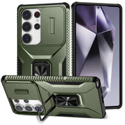 For Samsung Galaxy S25 Ultra 5G Sliding Camshield Holder Phone Case(Alpine Green)