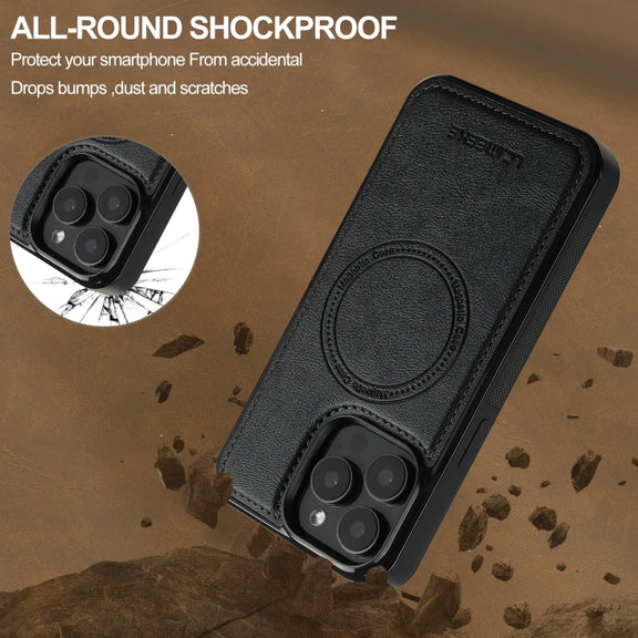 For iPhone 16 Pro LC.IMEEKE L5 Series Detachable RFID Card Bag Magsafe Phone Case(Black)