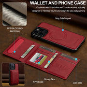 For iPhone 16 Pro LC.IMEEKE L5 Series Detachable RFID Card Bag Magsafe Phone Case(Red)