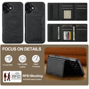For iPhone 16 LC.IMEEKE L5 Series Detachable RFID Card Bag Magsafe Phone Case(Black)