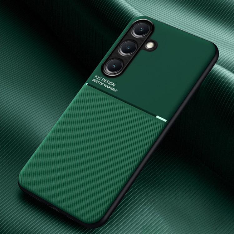 For Samsung Galaxy S25 5G Classic Tilt Strip Grain Magnetic PC Hybrid TPU Phone Case(Green)