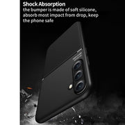 For Samsung Galaxy S25 5G Classic Tilt Strip Grain Magnetic PC Hybrid TPU Phone Case(Blue)