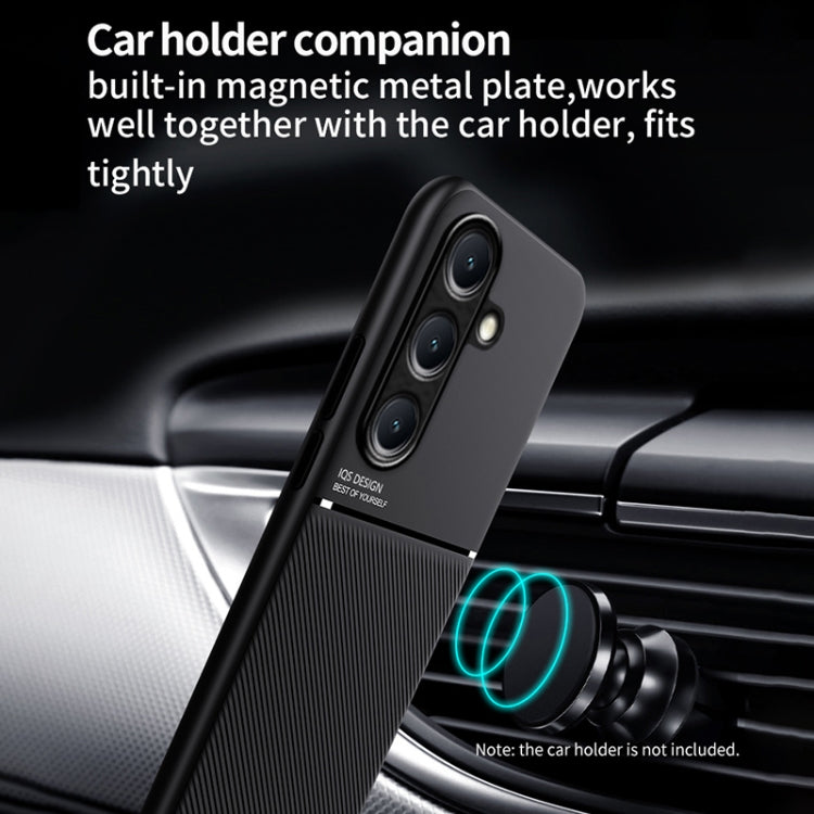 For Samsung Galaxy S25 5G Classic Tilt Strip Grain Magnetic PC Hybrid TPU Phone Case(Blue)