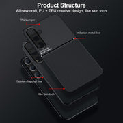 For Samsung Galaxy S25+ 5G Classic Tilt Strip Grain Magnetic PC Hybrid TPU Phone Case(Red)
