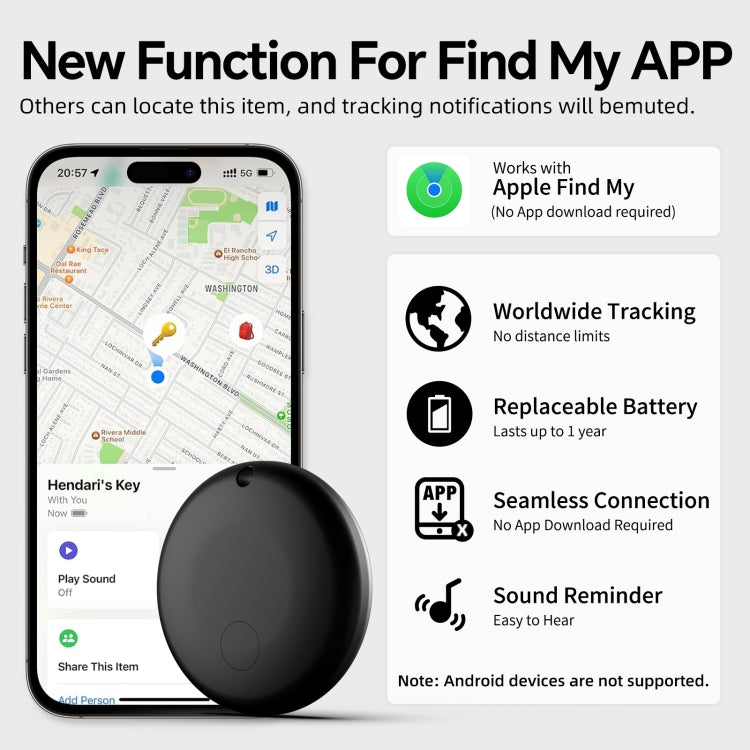 F8 Water-resistant Global Location Tracker Anti-lost Device(Black)
