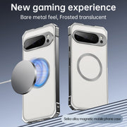 For Google Pixel 8 Irregular Alloy Frame Fosted Translucent MagSafe Phone Case(Titanium)
