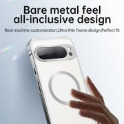 For Google Pixel 8 Pro Irregular Alloy Frame Fosted Translucent MagSafe Phone Case(Black)