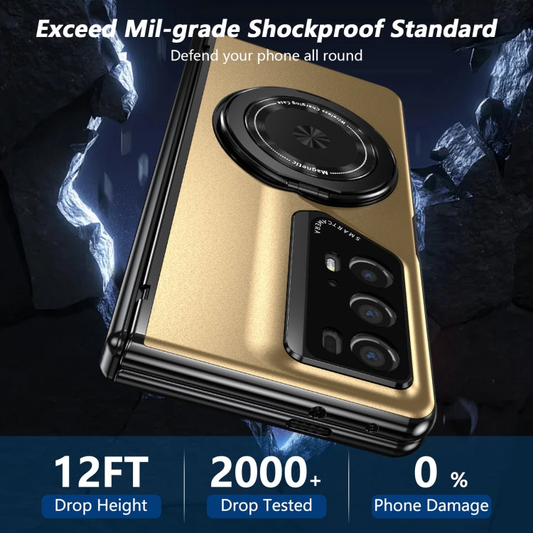For Honor Magic V2 RSR Porsche Design Gold Medal Rotating Folding Series Ring Holder Phone Case(Gold)