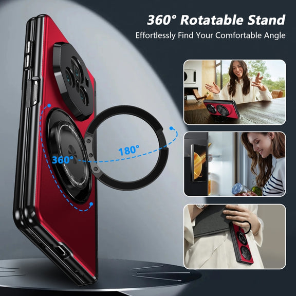 For Honor Magic V3 Gold Medal Rotating Folding Series Ring Holder Phone Case(Red)