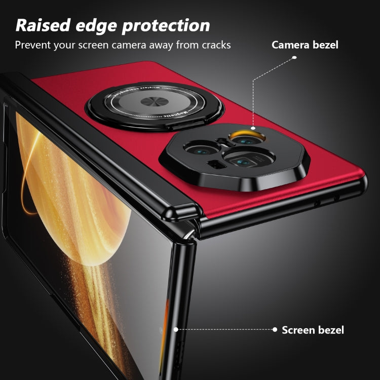 For Honor Magic V3 Gold Medal Rotating Folding Series Ring Holder Phone Case(Red)